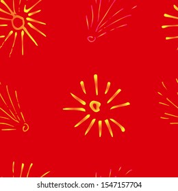 Seamless sports background, salute stars and watches. Holiday design. Vector illustration for fabric, paper, postcards.