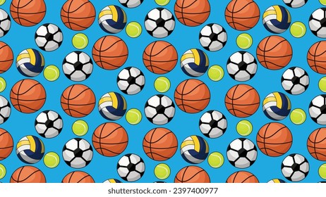 Seamless sports pattern, balls pattern background.