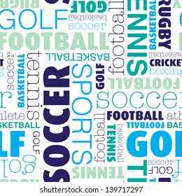 Seamless sports soccer football typography background pattern in vector