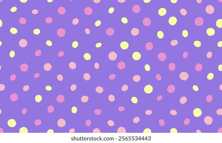 Seamless spotted pattern with abstract circles, perfect for textile prints, wallpaper, or creative geometric posters. Trendy polka dot design for modern backgrounds.