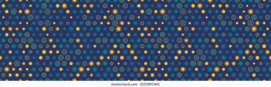 Seamless spotted pattern with colorful round shapes, ideal for abstract backgrounds, wallpaper, or textile prints with a geometric touch.