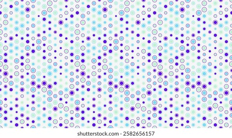 Seamless spotted pattern with colorful round shapes, ideal for abstract backgrounds, wallpaper, or textile prints with a geometric touch.