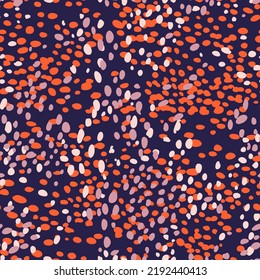 Seamless spotted pattern. Summer ditsy floral all over print. Abstract geometric background with multicolored dots. Trendy flat mottled and dotted texture. Designed for textile, fabric any surfaces.