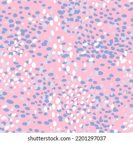 Seamless spotted pattern. Summer ditsy floral all over print. Abstract geometric background with multicolored dots. Trendy flat mottled and dotted texture. Designed for textile, fabric any surfaces.