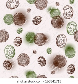 Seamless spotty grungy pattern with polka dots (vector)
