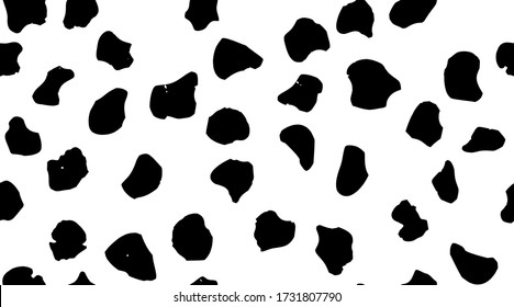 Seamless Spray Pattern. Dirty Stain Vector Dirt. Dalmatian Cat Texture Vector Blot. Seamless Cow Splatter. Giraffe Paint Blot. White Fluid Dog. Giraffe Inkblot Isolated Ink. Black Animal Splash.