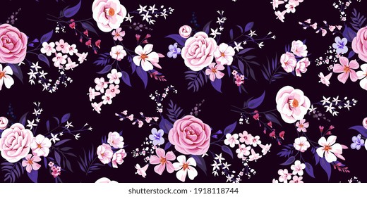 Seamless spring background with floral motif