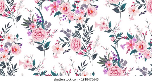 Seamless spring background with floral motif