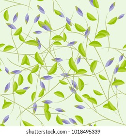 Seamless spring background with leaves and buds