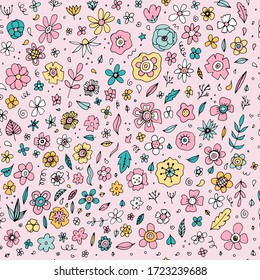 Dibujo primaveral sin inmueble en forma de flor de doodle. Ilustración dibujada a mano