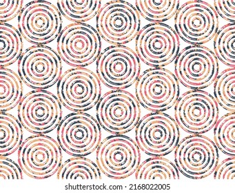 Patrón de textura de círculo colorido sin resorte sobre fondo blanco. Resumen del patrón de vector geométrico simple.