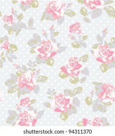 seamless spring cute vintage rose pattern background