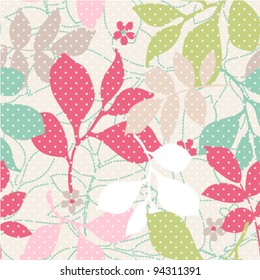 seamless spring cute vintage rose pattern background