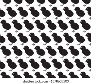 Seamless Spring or Easter background pattern with cute little chickens
