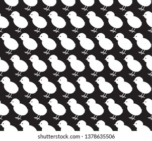 Seamless Spring or Easter background pattern with cute little chickens