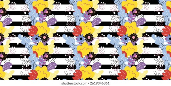Seamless Spring Floral Pattern Background.