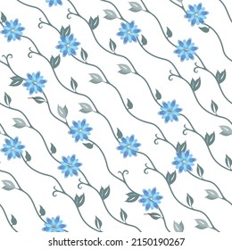 Patrón floral sin manantiales con flores ornamentadas azules para el diseño textil, papel tapiz de papel, envoltura de regalo. Vector 
