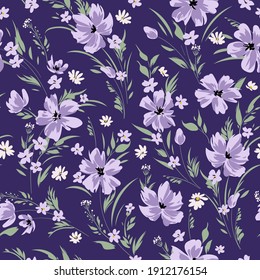 Seamless spring floral pattern with daisies