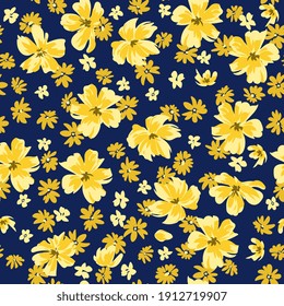 Seamless spring floral pattern with daisies