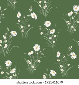Seamless spring floral pattern with daisies