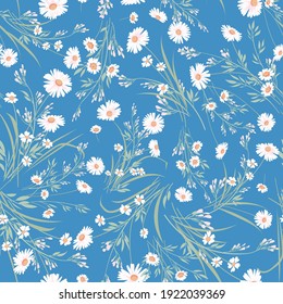 Seamless spring floral pattern with daisies