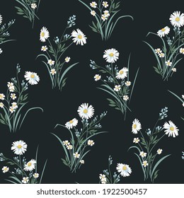 Seamless spring floral pattern with daisies