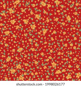 Seamless spring floral pattern with daisies for dress in retro style