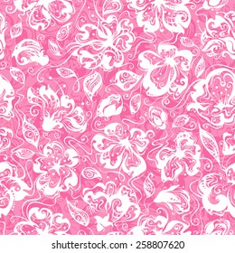 Seamless spring floral pattern. Pink seamless texture with flowers in bloom for your design. 