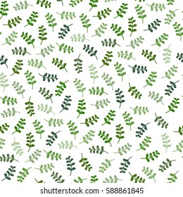 Seamless spring  floral pattern. Repeating green texture on a white background. Perfect for printing on fabric or paper. Blade of grass.