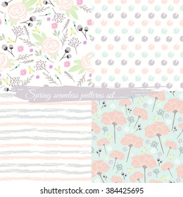 seamless spring floral patterns set background with flowers pattern