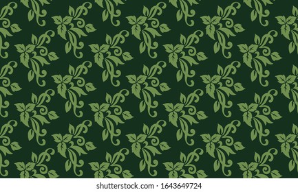 Seamless spring flower pattern background, with leaf and floral simple drawing.