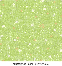 Seamless Spring green grass in summer,Vector illustration backdrop pattern nature lawn field texture, Cute cartoon endless tiny wild flower and meadow in spring.Repeat natural surface background