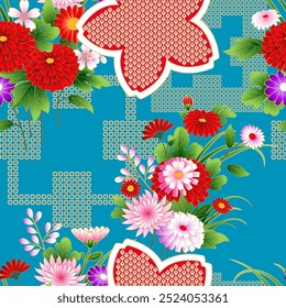 Seamless spring japanese pattern with classic floral motif 