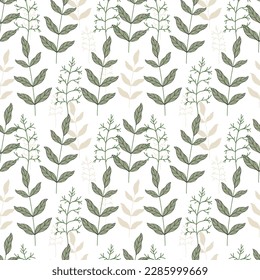 Seamless spring leaf pattern on a white background. Printing for printing, T-shirts and textiles. Wrapping paper.