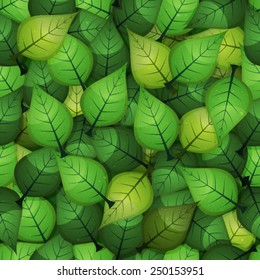 Seamless Spring Leaves Background/ Illustration of a seamless background with spring or summer green leaves for nature wallpaper with grunge texture