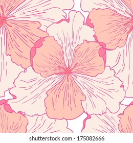 Seamless spring lily flower pattern background.