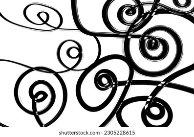 Seamless spring loops bubble doodle pattern. Linear trendy geometric background. Abctract vector texture