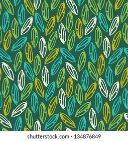 Seamless spring natural texture with leaves. Endless hand drawn pattern. Template for design fabric, backgrounds, covers, packages, wrappers