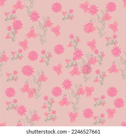 seamless spring patern with floral peach background