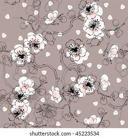 seamless spring pattern of blossom cherry. Will tile endlessly