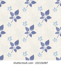 Seamless spring pattern .Blue leaf:abstract leaf,leaf fall,defoliation,autumn leaves ,falling leaves,black