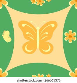 Seamless spring pattern of Butterflies and Flowers  