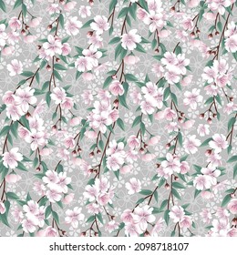 Seamless spring pattern with cherry blossom