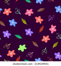 Seamless spring pattern with colorful flower suitable for gift wrap or wallpaper background. 