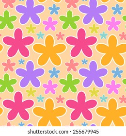 Seamless spring pattern with colorful flowers