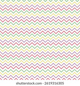 Seamless spring pattern with colorful lines. Zig-zag pattern. Illustration vector