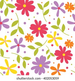 Seamless spring pattern with cute flower suitable for gift wrap or wallpaper background 
