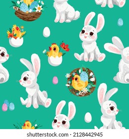 Seamless spring pattern with Ester characters