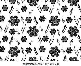 Seamless spring pattern floral with flowers - dark peonies,  leaves isolated on white background. Vector illustration for poster, wrapping  paper, fabric, web, party, invitation, wallpaper, wedding.