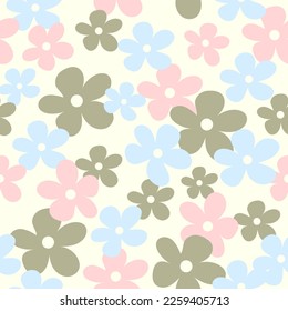 Patrón primaveral sin foco de flores en colores pastel